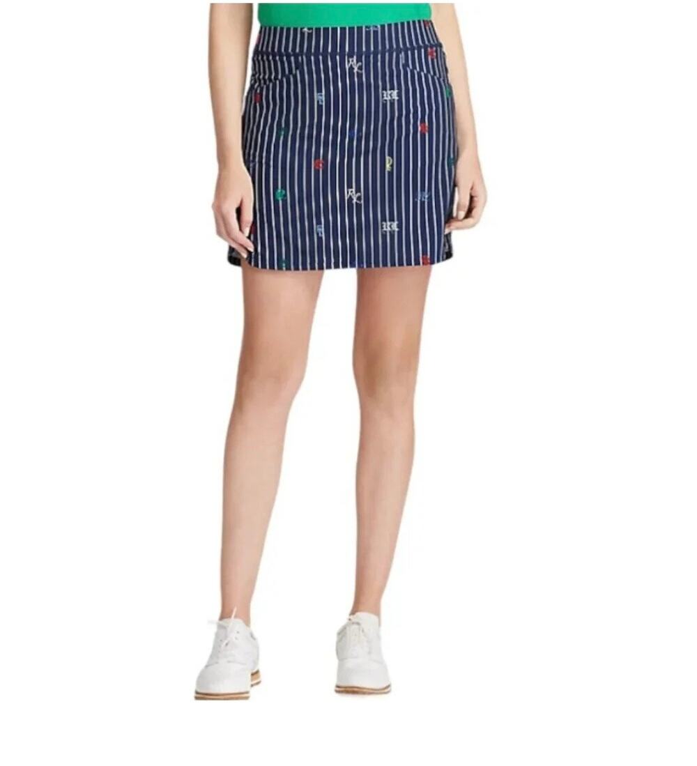 RLX Ralph Lauren Sz S Blue White Pinstripe  Logo Golf Tennis Skort Sz small